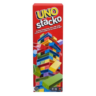 Mattel Games UNO Stacko Game for Kids & Family with 45 Colored Stacking Blocks & Loading Tray, Build & Play, Game Nights & Parties