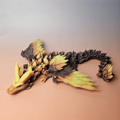 Crystal Dragon with Wings 3D-Printed, 3D Dragon,Flexible Articulated Wings Dragon3D Printed Gift for Festival,Home Decoration, Executive Desk Decorations (Temperature, 23 Inches)