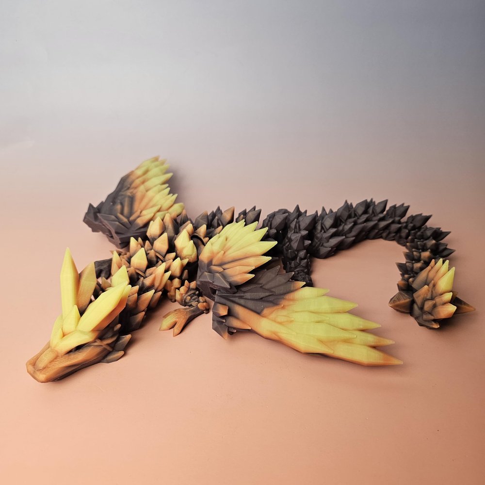 Crystal Dragon with Wings 3D-Printed, 3D Dragon,Flexible Articulated Wings Dragon3D Printed Gift for Festival,Home Decoration, Executive Desk Decorations (Temperature, 23 Inches)