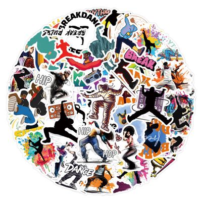 Breakdance Stickers Pack, 50PCs Hip Hop Breakdancing Vinyl Decals, Stickers for Hydro Flask, Laptop, Water Bottle, Gift Decals for Kids, Toddlers, Teens, Party Favors (Break)
