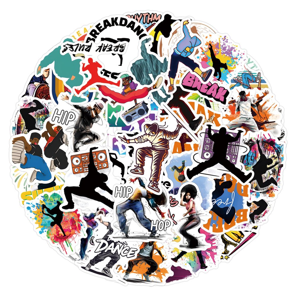 Breakdance Stickers Pack, 50PCs Hip Hop Breakdancing Vinyl Decals, Stickers for Hydro Flask, Laptop, Water Bottle, Gift Decals for Kids, Toddlers, Teens, Party Favors (Break)