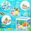 Vertintong Axolotl DIY Tank Axolotl Craft with 3 Pcs Mini Axolotl Figures Axolotl Beads Axolotl Gift Set Axolotl Charms 3.2 Acrylic Tank(Dark Blue,Cute) view 3