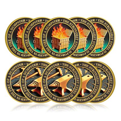 10Pcs Gradient Color Dumpster Fire Coin, Strongest Steel Dumpster Fire Challenge Coin - Funny Office Desk Accessories - Novelty Coins Pocket Token - Inspirational Office Gifts for Men Women