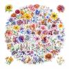 100pcs Flower Stickers Pack, Sparkly Holographic Aesthetic Decals for Water Bottle, Waterproof Stickers for Hydroflask Laptop Scrapbooking Phone,Flower Gifts for Adults Women Teens Girls view 1