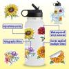 100pcs Flower Stickers Pack, Sparkly Holographic Aesthetic Decals for Water Bottle, Waterproof Stickers for Hydroflask Laptop Scrapbooking Phone,Flower Gifts for Adults Women Teens Girls view 2