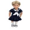 18 inch Doll Outfit/Sailor Dress Navy with White Trim and White Sailor Tie/Add on Option Shoe and Sock (Dress Set-White Sock-Navy Shoe) view 1