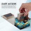 BFDHGQZC Card Deck Box for Trading Cards Commander Deck Box Card Storage Box with Strong Magnet Magic Premium Gathering Deck Box Cover for TCG CCG Magic Cards,Gold And Blue Marble view 2