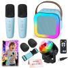 Mini Karaoke Machine with 2 Wireless Microphones for Kids, Portable Karaoke Machine for Kids, Kids Karaoke Machine Toys for Girls Boys Gifts for Home Parties Birthday (Blue) view 1