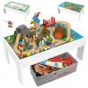 2 in 1 Train Table and Learning Activity Table 112 Pc Wooden Train Set Reversible Educational Top Storage Bin Montessori STEM Play Center Compatible with Thomas Brio Melissa and Doug Toddlers Kids view 1