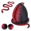 3D Printed Snake Eggs with Snake Inside,3D Printed Snake,3D Printed Animals,23.22 Inch Crystal Snake Fidget Toys,Articulated 3D Snake with 3D Snake Eggs Black Red view 1