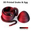 3D Printed Snake Eggs with Snake Inside,3D Printed Snake,3D Printed Animals,23.22 Inch Crystal Snake Fidget Toys,Articulated 3D Snake with 3D Snake Eggs Black Red view 2