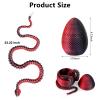 3D Printed Snake Eggs with Snake Inside,3D Printed Snake,3D Printed Animals,23.22 Inch Crystal Snake Fidget Toys,Articulated 3D Snake with 3D Snake Eggs Black Red view 4