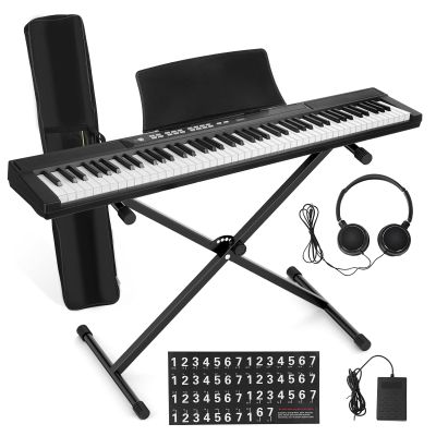 88 Key Piano Keyboard Beginner Electric Piano with Full Size Semi Weighted Keys Electric Piano with Sustain Pedal, Power Supply, Stand, Carrying Bag, Headphone Black