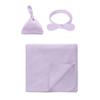 100% Cotton Knitted Baby Swaddle Blanket with Hat Set, 35"x35", Newborn Swaddle Wrap, Receiving Blankets, Burping Cloth & Stroller Cover, Perfect for Boys Girls view 1