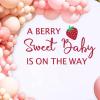 A Berry Sweet Baby is on The Way Decal for Backdrop - Strawberry Baby Shower Decorations, Balloon Arch Backdrop Decorations view 1
