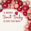 A Berry Sweet Baby is on The Way Decal for Backdrop - Strawberry Baby Shower Decorations, Balloon Arch Backdrop Decorations view 2