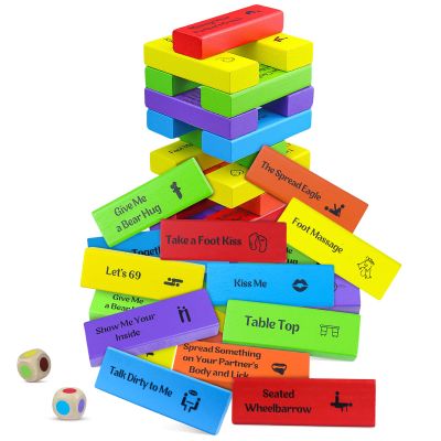 rytopt 48Pcs Super Naughty Block Tower Game, Valentine Tumbling Tower Stacking Blocks Game, Couples Games, Valentines Day Gifts for Him, Funny Challenges
