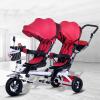 Kids' Tricycle, Four-in-one Twin Tricycle for Children, Two-Seater Pedal Bicycle, Stroller with Sunshade, Two-Way Rotating Seat/Removable Rear Push Handle/Retractable Pedals(Red) view 1