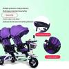Kids' Tricycle, Four-in-one Twin Tricycle for Children, Two-Seater Pedal Bicycle, Stroller with Sunshade, Two-Way Rotating Seat/Removable Rear Push Handle/Retractable Pedals(Red) view 3