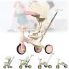 LHTJHP 4 in 1 Kids Tricycle, Baby Bike, Two-Way Push, Detachable Seat, Foldable Pedals, Toddler Push Tricycle with Adjustable Handlebar, Suitable for Children Aged 1-3-6,Pink view 1