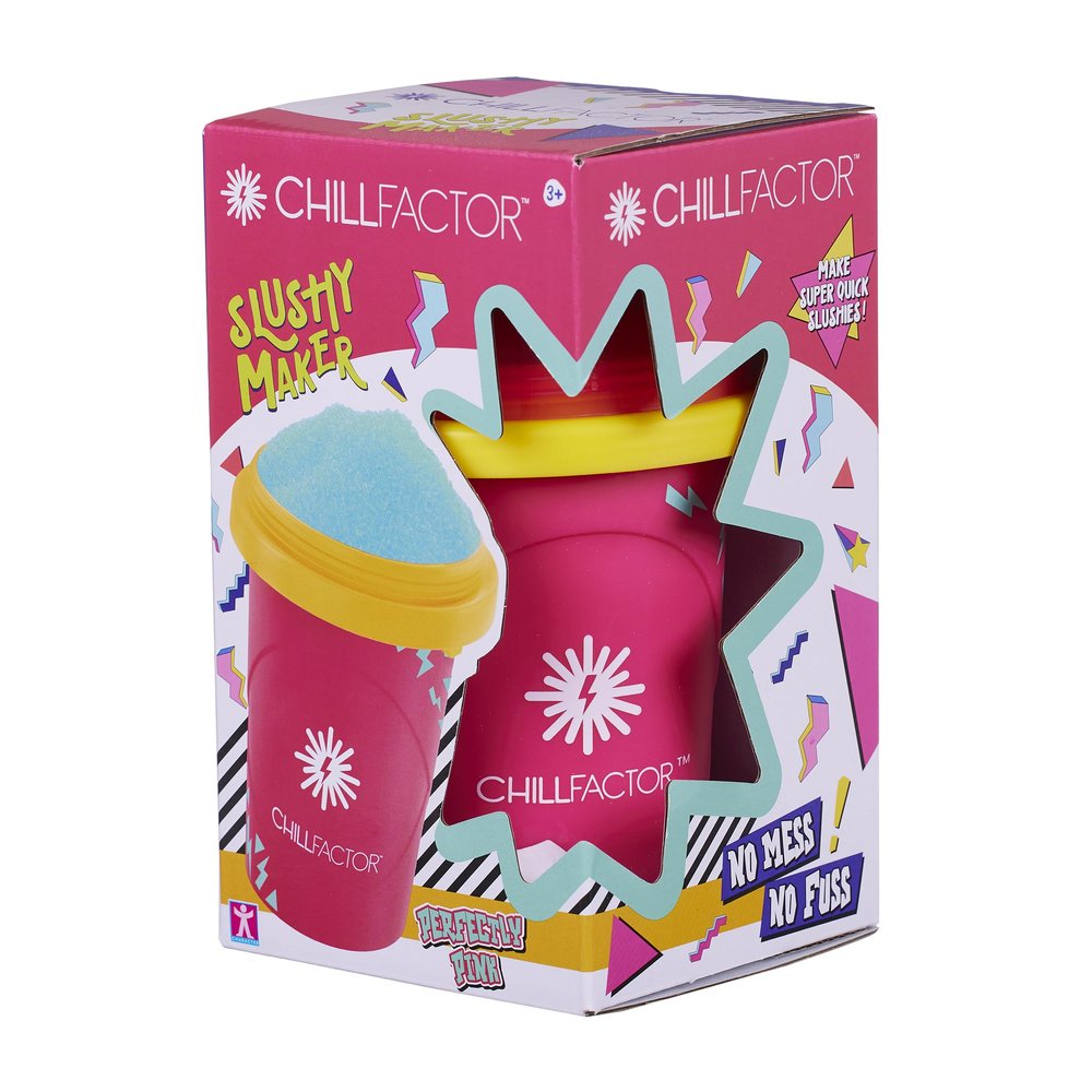 Chill Factor Color Shock Slushy Maker Perfectly Pink - Reusable Slushy Maker Cup Homemade Slushies Squeeze Cup Slushy Maker Kitchen Toys