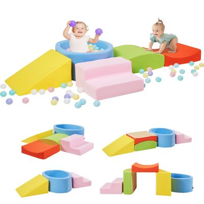 Elftopia Foam Climbing Blocks with Ball Pit Designed for Toddlers Aged 1-3 -Great for Indoor Crawling, Inside Foam Playground Set for Little Ones to Active Playing -(Balls NOT Included) Multicolored
