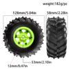 12mm Hex Hub 4.72''OD Rubber Tires & Wheel Rim for RedCat Volcano Traxxas Rustler HPI HSP Tamiya Exceed Himoto 1/10 Off-Road Monster Truck,120mmx56mm (Green) view 2