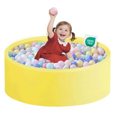 Zedachica Ball Pit for Toddlers 35.43''x11.81 Baby Ball Pits Soft Memory Foam Ball Pit Round Kids Play Ball Pool Ideal Gift for Girls and Boys (Yellow, NO Balls)