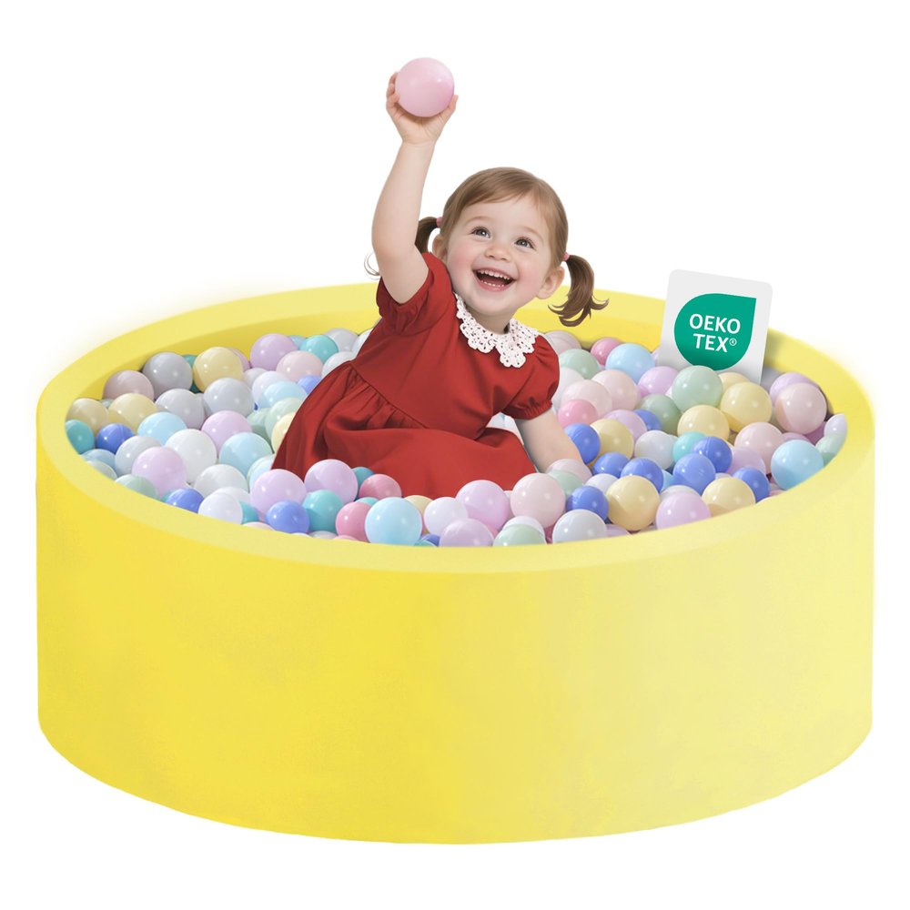 Zedachica Ball Pit for Toddlers 35.43''x11.81 Baby Ball Pits Soft Memory Foam Ball Pit Round Kids Play Ball Pool Ideal Gift for Girls and Boys (Yellow, NO Balls)