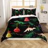 Manfei Cartoon Dinosaur Duvet Cover Set Toddler Size,Merry Christmas Bedding Set,Xmas Tree Quilt Cover for Kids,Comforter Cover(No Filler),2 Pcs view 2