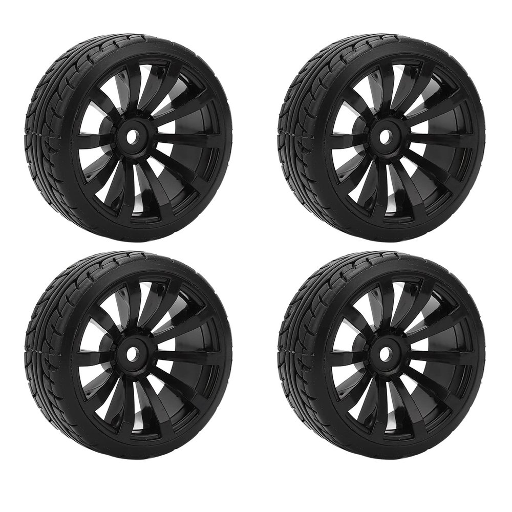 /10 RC Drift Car Tires Hard Rubber Set for TT02 On Road Drifting Cars Compatible with 12mm Hex Wheels