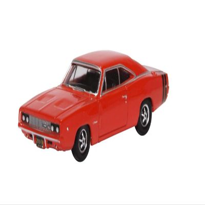 1968 Charger Bright Red with Black Stripes 1/87 (HO) Scale Diecast Model Car by Oxford 87DC68001