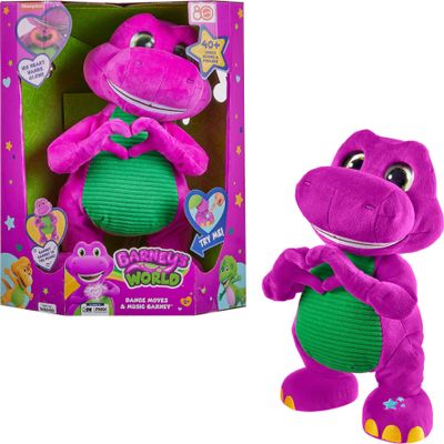Barneys World Toddler Toys by Fisher-Price, Barney Tall Plush, 13-inch Figure with Sounds, Soft Texture for Play, Kids Ages 2+ Years