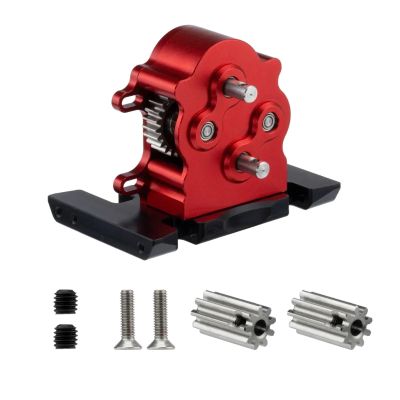 Aluminum Dual Transmission Dig Overdrive Gearbox with for Delri-n Skid for 1/10 RC Crawler for LCG for Cheater for Ca-Pra SCX10 PRO Upgrade(Red)