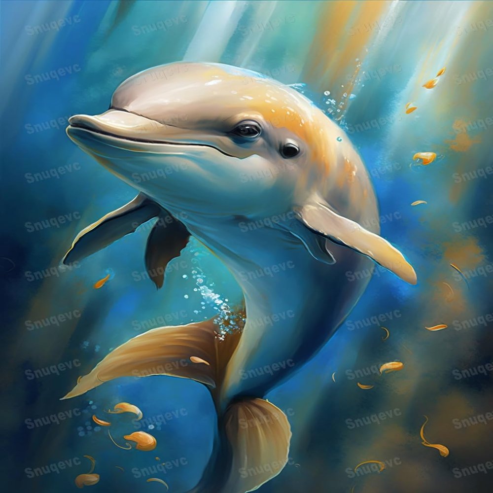 Painted Cute Dolphin, 1000 Pieces Jigsaw Puzzle for Adults, Challenging Jigsaw Puzzle, Daring to Try, DIY Family Entertainment Interactive Fun Jigsaw Puzzle Gift, Art Home Decor