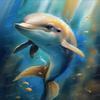 Painted Cute Dolphin, 1000 Pieces Jigsaw Puzzle for Adults, Challenging Jigsaw Puzzle, Daring to Try, DIY Family Entertainment Interactive Fun Jigsaw Puzzle Gift, Art Home Decor view 1