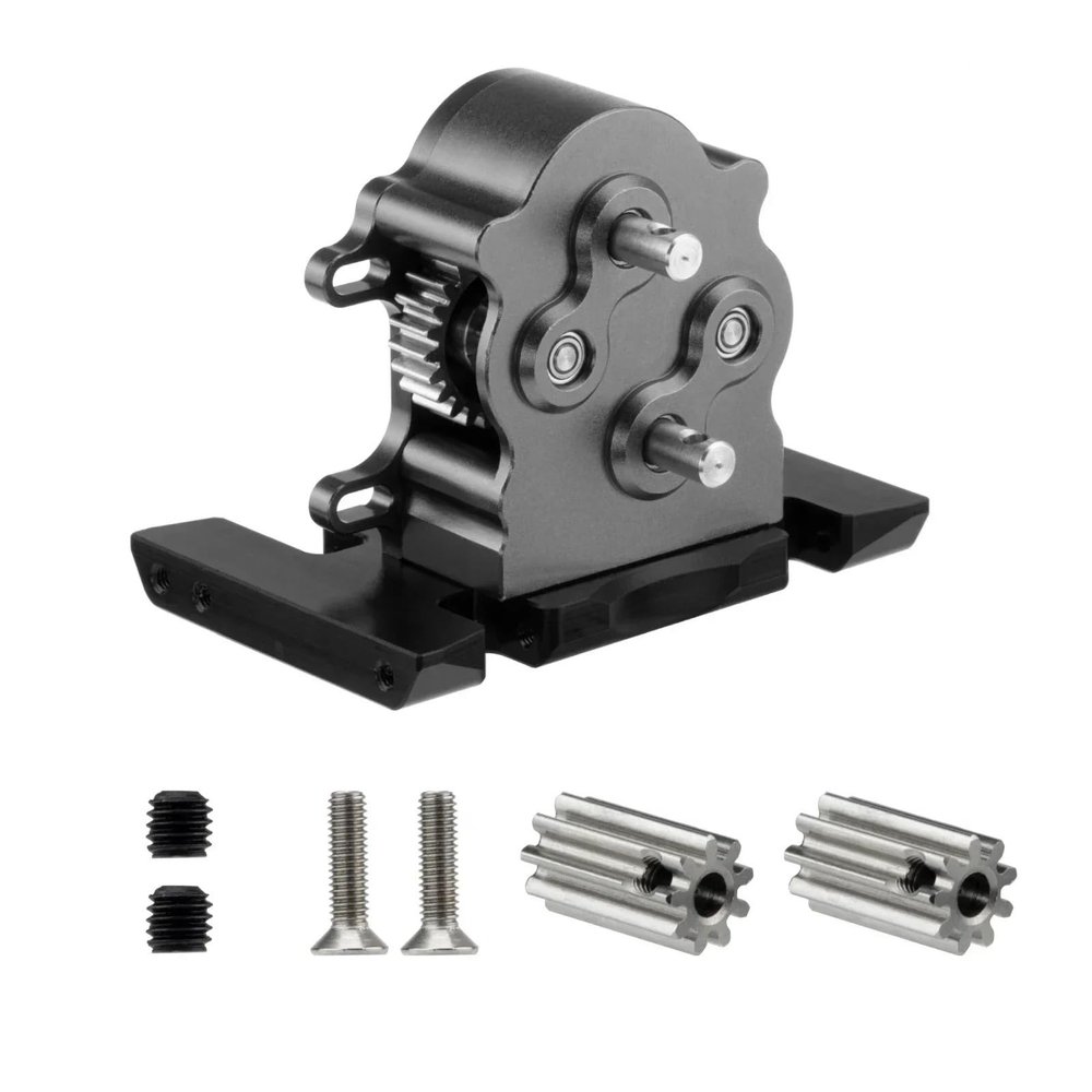 Aluminum Dual Transmission Dig Overdrive Gearbox with for Delri-n Skid for 1/10 RC Crawler for LCG for Cheater for Ca-Pra SCX10 PRO Upgrade(Grey)