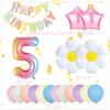 Happy 5th Birthday Decorations Girl, Pastel Happy Birthday Banner, Rainbow Gradient 5 Balloon Number 40 Inch, Number 5 Balloon For Pastel Birthday Decorations view 2