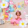 Happy 5th Birthday Decorations Girl, Pastel Happy Birthday Banner, Rainbow Gradient 5 Balloon Number 40 Inch, Number 5 Balloon For Pastel Birthday Decorations view 4