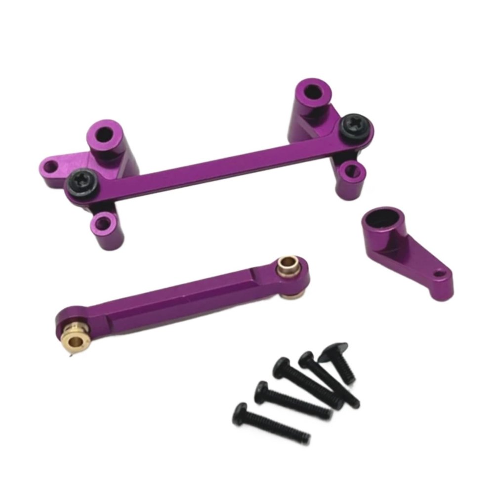 for Wltoys for 144016 144018 1/14 Metal Steering Assembly Servo Arm Servo Link Rod Set Remote Control Car Upgrade Parts Accessories RC Upgrade Accessories(Purple)