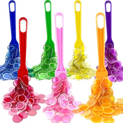 7 Colors Magnetic Wands and 700 Bingo Chips( Inch) with Metal Rings - for Large School Groups, Family Lotto Game Night, Learning Counting and Sorting, Science Experiments & Educational Activities