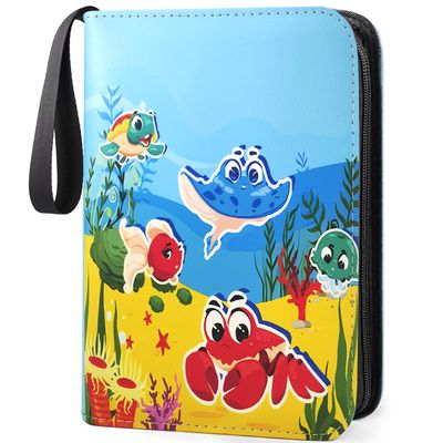 160 Pockets Card Holder Binder for Yoto Cards, 2025 Upgrated Card Binder Abulm for Player & Mini Audiobook Cards, PU Leather Card Binder for Bank, Study, Credit Card (Marine Animal)