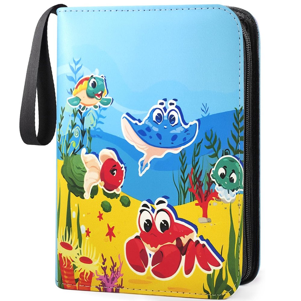 160 Pockets Card Holder Binder for Yoto Cards, 2025 Upgrated Card Binder Abulm for Player & Mini Audiobook Cards, PU Leather Card Binder for Bank, Study, Credit Card (Marine Animal)
