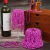 YAXINRUI 24 PCS Hot Pink Bead Necklaces, Pink Mardi Gras Beads, Cancer Awareness Beads Necklaces, Valentine Necklace, 33 Inch Round Party for Mardi Gras Christmas Cancer Awareness Month Events view 3