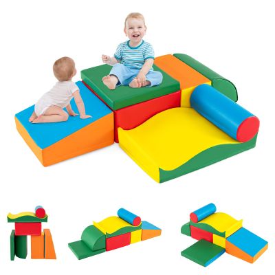 Costzon Foam Climbing Blocks, 7 Pieces Indoor Soft Play Climber with EPE Foam, Removable PU Leather and Bright Colors for Baby Education Motor Skill Developing, Climbing Toys for Toddlers