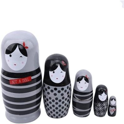 Stacking Dolls Nesting Dolls Russian Nesting 5 Pieces Lovely Matryoshka Wooden Dolls Nesting Babushka Russian Hand Painted for Christmas Toys Gift Matryoshka Dolls Stacking Dolls (Color : 5 Pieces)