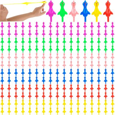 210 Pcs Slingshot Chicken Finger Toys Mini Screaming Chicken Slingshot Rubber Chicken Catapult for Kids Stretch and Relax Game Christmas Easter New Year Goodie Bag Stuffers, 6 Colors