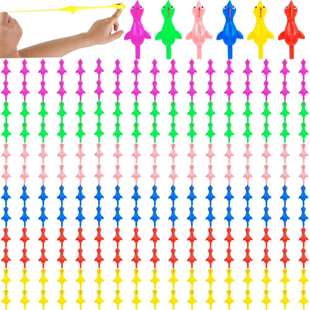 210 Pcs Slingshot Chicken Finger Toys Mini Screaming Chicken Slingshot Rubber Chicken Catapult for Kids Stretch and Relax Game Christmas Easter New Year Goodie Bag Stuffers, 6 Colors