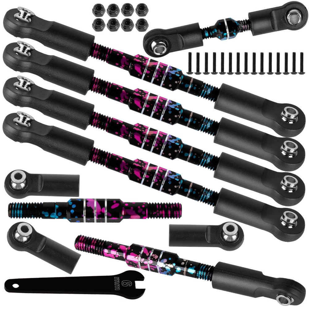 BRCatWPark RC Turnbuckles Camber Links Upgrades Part for 1/10 Slash 4WD VXL Rustler 4WD VXL Stampede 4WD VXL Bandit 4WD VXL,Aluminum Adjustable Turnbuckles Hop-Up,Colorful