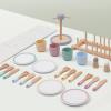 Wooden Play Kitchen Accessories Toys for Toddlers 3-5, Kids Play Kitchen with Realistic Plates & Dishes & Tableware, Wooden Tea Party Set for Toddlers 3-5, Montessori Pretend Christmas Birthday Gifts view 2